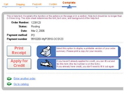 Transaction Complete page